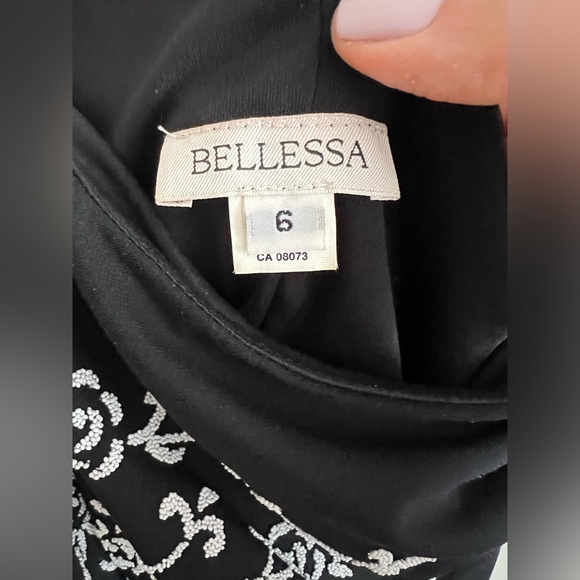 Black fitted pull on one shoulder dress with beautiful details in size 6 - Picture 5 of 5